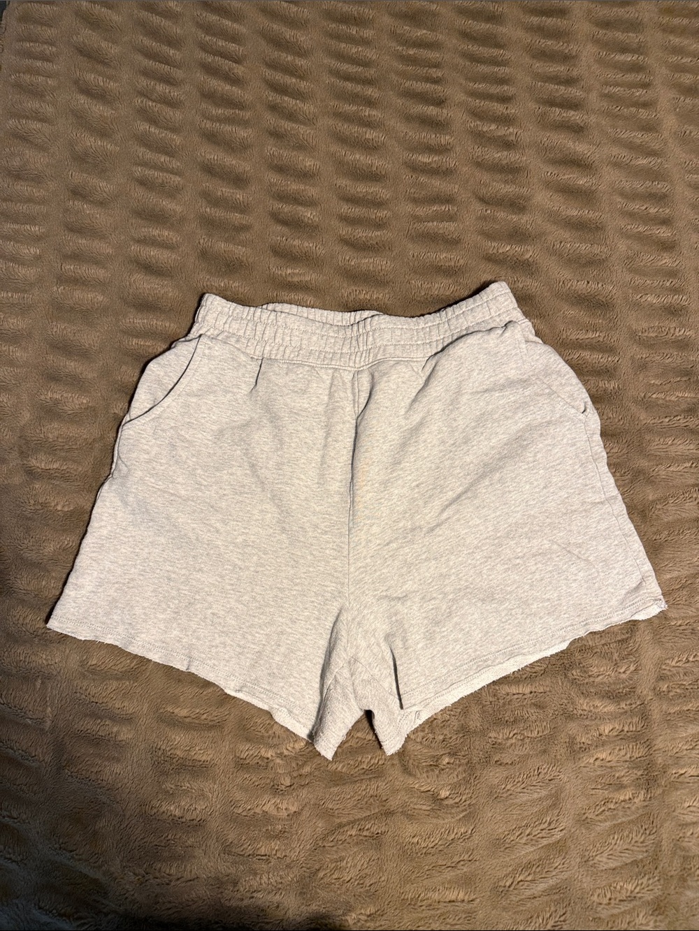 American Eagle Outfitters Light Gray High-Waist Athletic Lounge Shorts